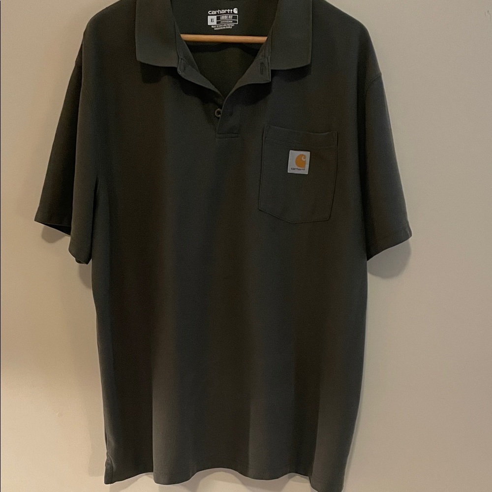 Carhartt Black Loose Fit Polo Tee with Printed Label